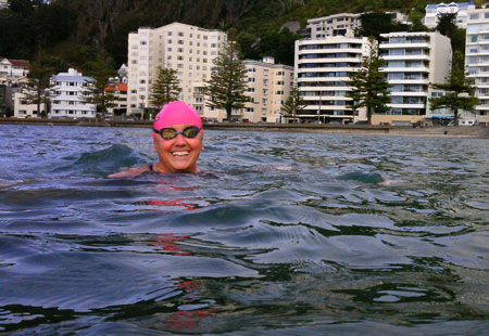 Anna-Carin Nordin i Wellington, före rekordsimningen. Foto: Philip Ruch