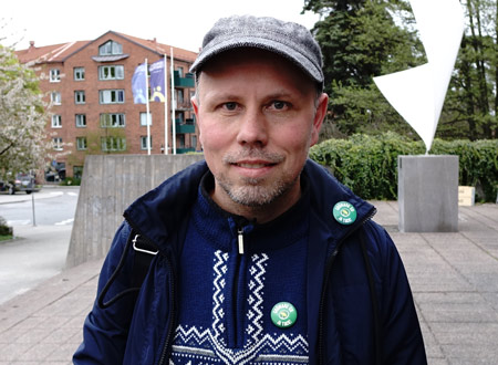 Patrik Sandström, på plats nummer 3 på Miljöpartiets valsedel till kommunvalet i september.