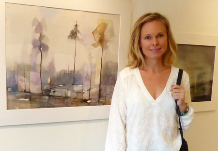 Anette Gustafsson ställer ut på Galleri Fallera till den 6 april. Till vänster syns målningen "Prisma".